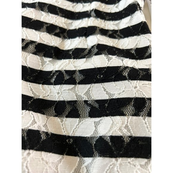 Karl Lagerfeld Paris Women's Black White Striped Dress Size 6 Short Sleeve Flora - Picture 10 of 10